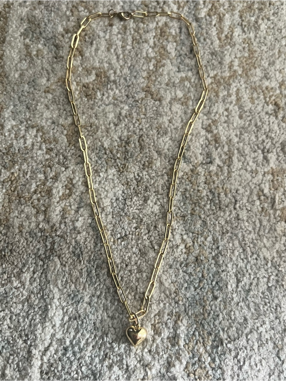 Francesca's Collections Gold Paperclip Chain Necklace with Heart Charm
